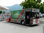 Noplan ... Bus mit Werbung fr das Neue Kultur Zentrum von Lugano Ausgestellt im Centrum von Lugano am 13.05.2009
