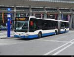 VBL - Mercedes Citaro  Nr.166 unterwegs auf der Linie 19 vor dem Bahnhof Luzern am 16.07.2023