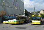 TN - NAW Trolleybus Nr.120 und FBW Trolleybus Nr.170 und MAN Autobus Nr. 207 bei der Haltestelle Place Pury am 19.09.2007