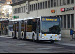 Schaffhausen Bus - Mercedes Citaro  Nr.1  SH  12501 mit dem Signet der vb/sh vor dem Bahnhof Schaffhausen unterwegs am 05.02.2021