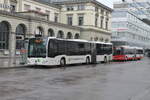 VBG/Eurobus Nr. 99, ex EvoBus Vorführfahrzeug (Mercedes Citaro C2 O530G) am 6.8.2023 in Winterthur, Hauptbahnhof unterwegs als Bahnersatz zwischen Winterthur und Bülach. Dieser Wagen kam nach seiner Karriere als Vorführfahrzeug von EvoBus zu Eurobus und wurde als ETH-Shuttle in Zürich eingesetzt. Nachdem die ETH Zürich verlangte, dass ihre Shuttle-Busse ELektrobusse sein sollen, erhielten die beiden Diesel-Shuttle den VBG-Anstrich, da für die Linie 787 zwei weitere Busse benötigt wurden.