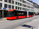 VB Biel - Die ersten Neuen Trolleybus sind schon unterwegs Hier Nr.92 auf der Linie 1 in der Stadt Biel am 12.05.2018