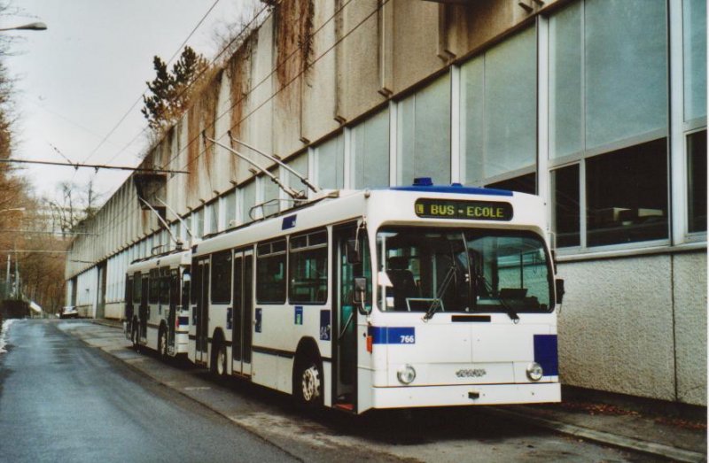 TL Lausanne Nr. 766 NAW/Lauber Trolleybus am 22. Dezember 2008 Lausanne, Depot Borde