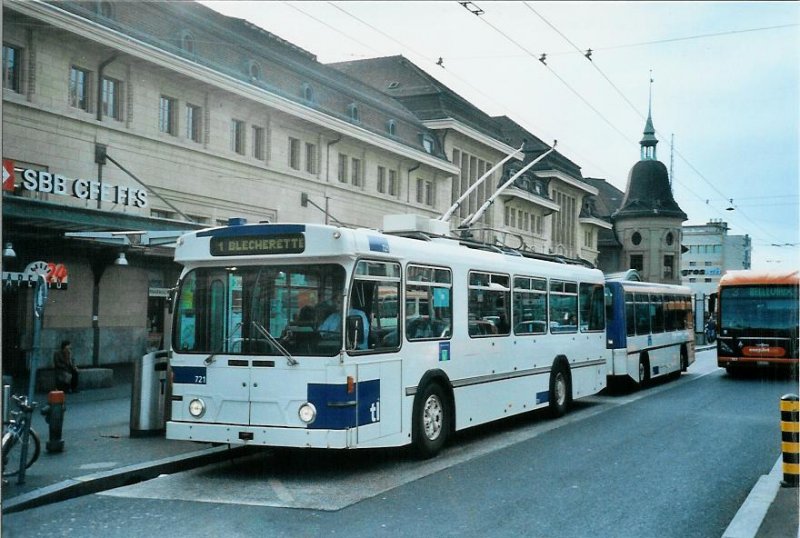 TL Lausanne Nummer 721 FBW/Hess Trolleybus am 15. Mrz 2008 Lausanne, Bahnhof