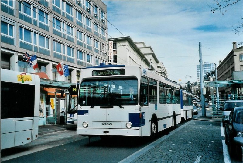 TL Lausanne Nummer 789 NAW/Lauber Trolleybus am 15. Mrz 2008 Lausanne, Bahnhof
