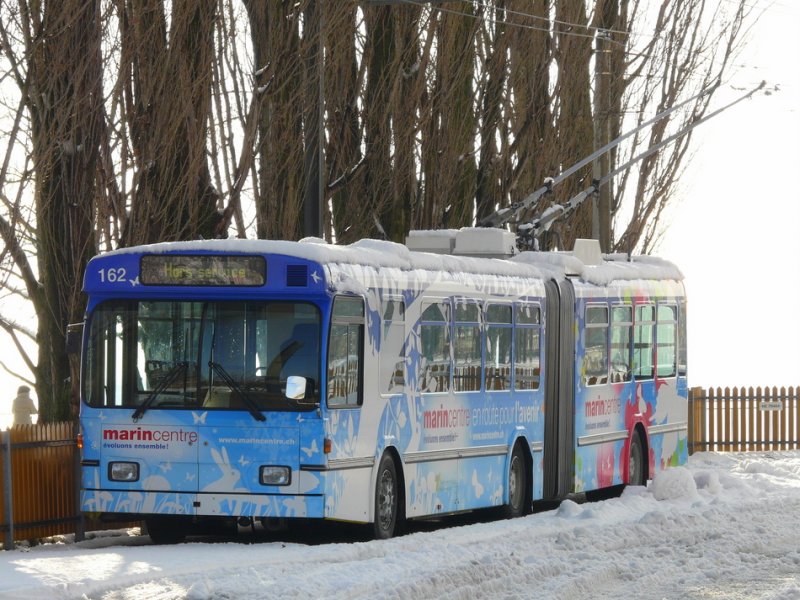TN - FBW-Hess Trolleybus Nr.162 abgestellt im Depotareal in Neuchatel am 01.01.2009