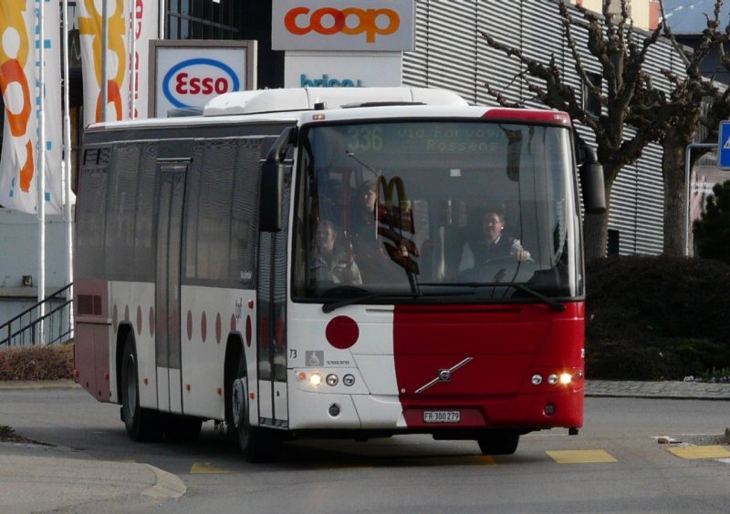 tpf - Volvo  8700  Nr.73  FR 300279 unterwegs in Bulle auf der Linie 336 am 29.03.2008