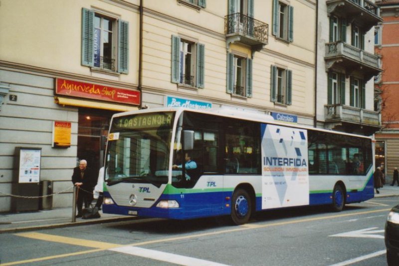 TPL Lugano Nr. 11/TI 207'011 Mercedes Citaro am 9. Dzember 2008 Lugano, Centro