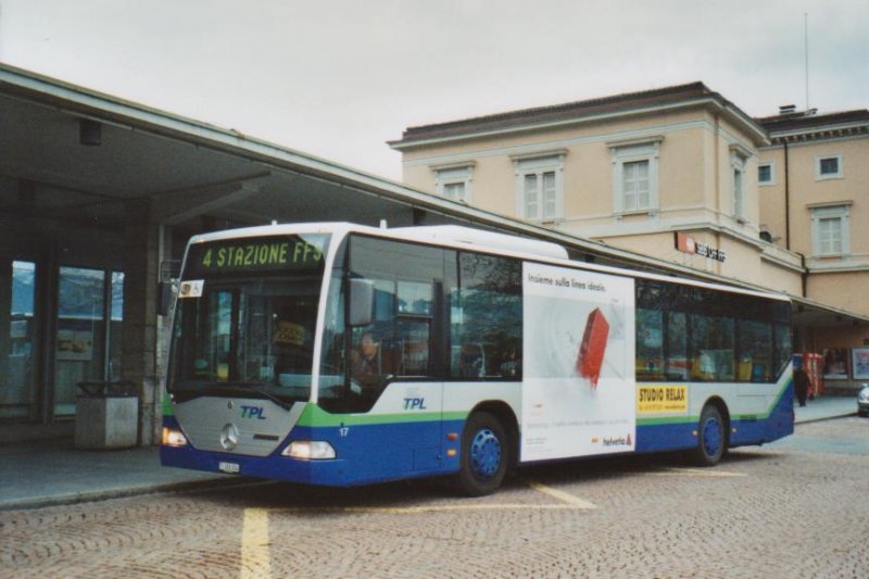 TPL Lugano Nr. 17/TI 161'004 Mercedes Citaro am 9. Dezember 2008 Lugano, Bahnhof