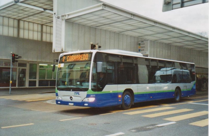 TPL Lugano Nr. 305/TI 225'106 Mercedes Citaro am 9. Dezember 2008 Lugano, Centro