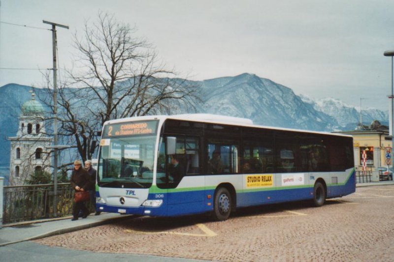 TPL Lugano Nr. 306/TI 224'924 Mercedes Citaro am 9. Dezember 2008 Lugano, Bahnhof