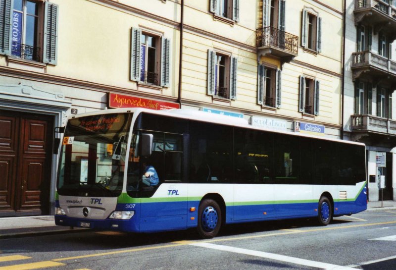 TPL Lugano Nr. 307/TI 225'175 Mercedes Citaro am 12. September 2009 Lugano, Centro