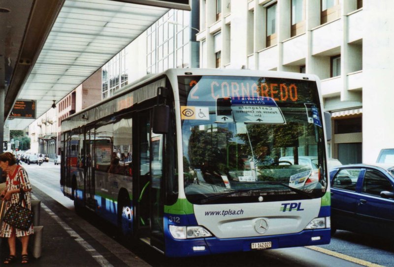 TPL Lugano Nr. 312/TI 142'027 Mercedes Citaro am 12. September 2009 Lugano, Centro