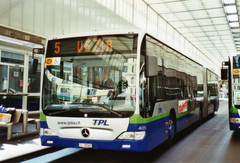 TPL Lugano Nr. 405/TI 75'597 Mercedes Citaro am 12. September 2009 Lugano, Centro