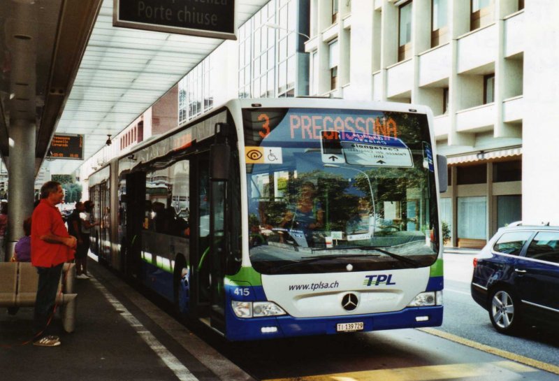 TPL Lugano Nr. 415/TI 139'729 Mercedes Citaro am 12. September 2009 Lugano, Centro