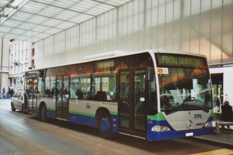 TPL Lugano Nr. 8/TI 207'008 Mercedes Citaro am 9. Dezember 2008 Lugano, Centro