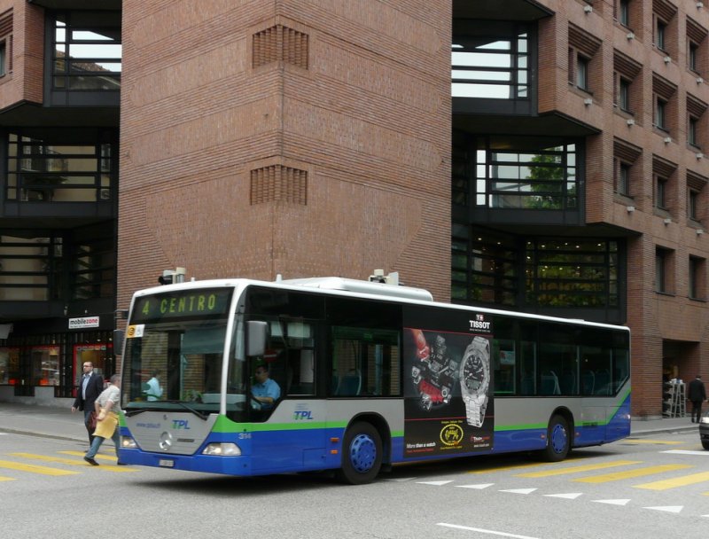 TPL - Mercedes Citaro Nr.314 TI 309391 unterwegs auf der Linie 4 in der Stadt Lugano am 13.05.2009