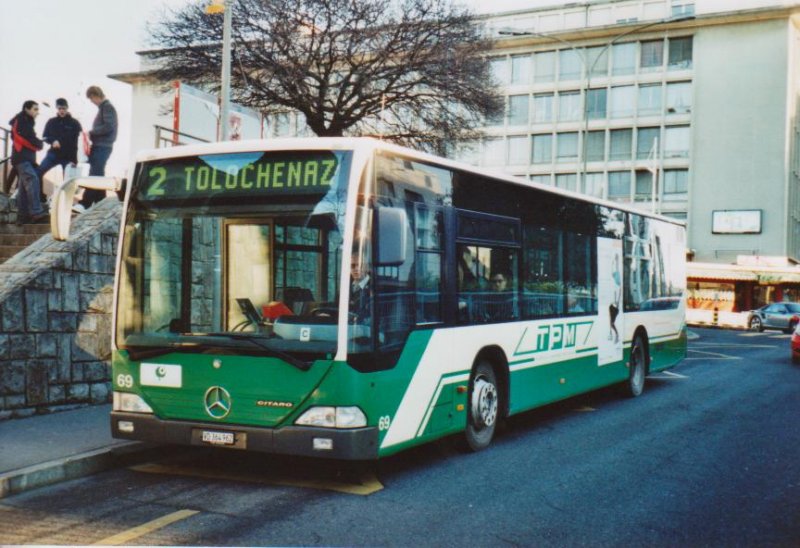 TPM Morges Nr. 69/VD 364'962 Mercedes Citaro am 22. Dezember 2008 Morges, Bahnhof