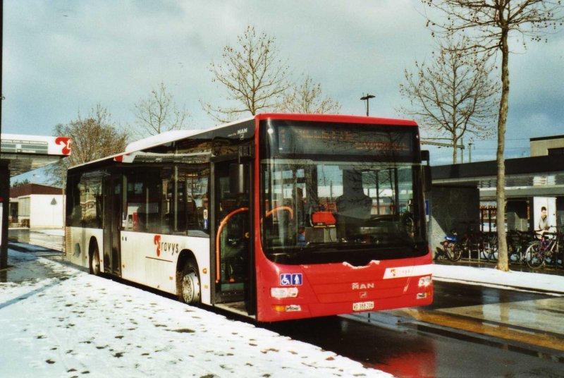 TRAVYS Yverdon VD 388'206 MAN am 14. Februar 2009 Yverdon, Bahnhof