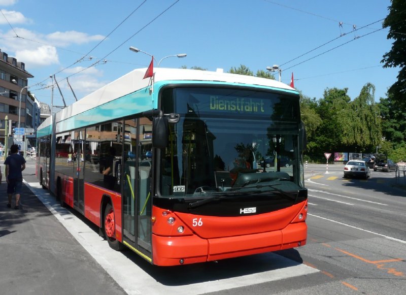 VB Biel - Hess - Swisstrolleybus Nr.56 unterwegs nach Nidau ( anschrift Dienstfahrt ) am 28.06.2008