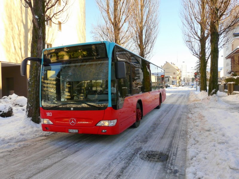 VB Biel - Mercedes Citaro Nr.183  BE 654183 unterwegs in Biel am 01.01.2009