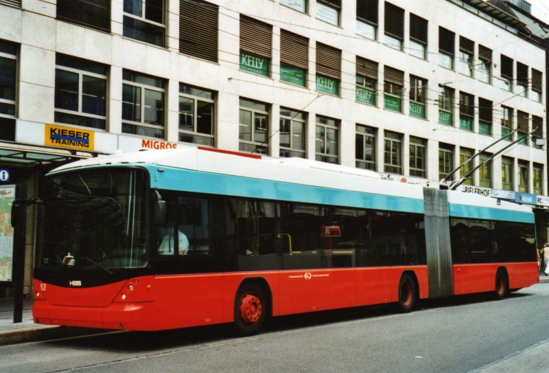 VB Biel Nr. 53 Hess/Hess Gelenktrolleybus am 8. Juni 2008 Biel, Guisanplatz