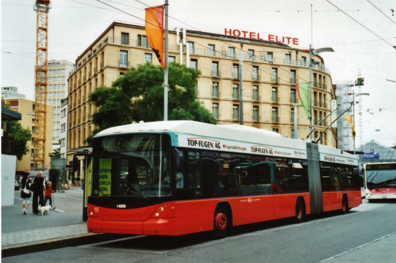 VB Biel Nr. 55 Hess/Hess Gelenktrolleybus am 8. Juni 2009 Biel, Guisanplatz