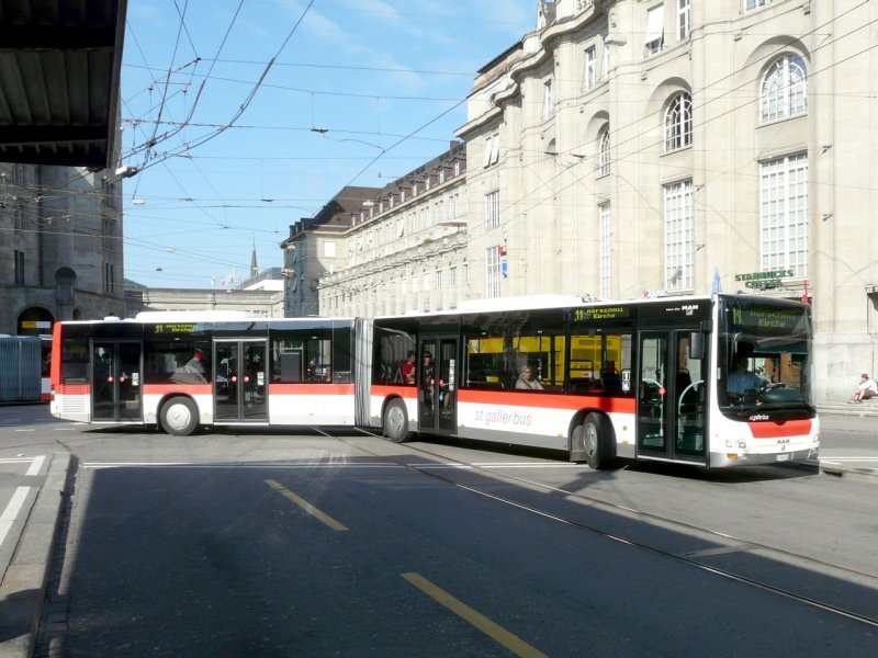 VB St.Gallen - MAN Lion`s City Gelenkbus Nr.284 SG 198284 eingeteilt auf der Linie 11 am 28.06.2008