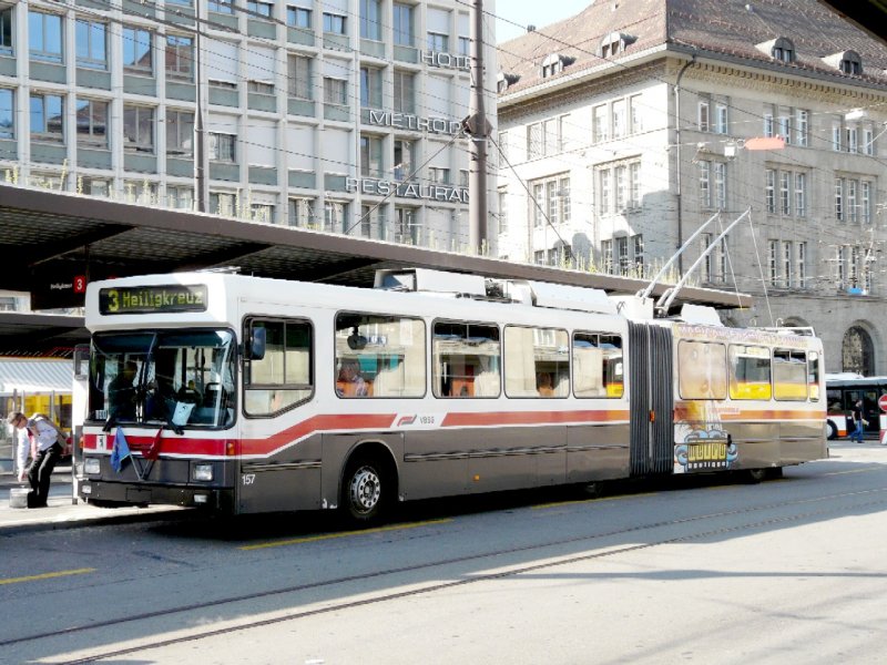 VB St.Gallen - NAW-Hess Gelenktrolleybus Nr.157 eingeteilt auf der Linie 3 am 28.06.2008
