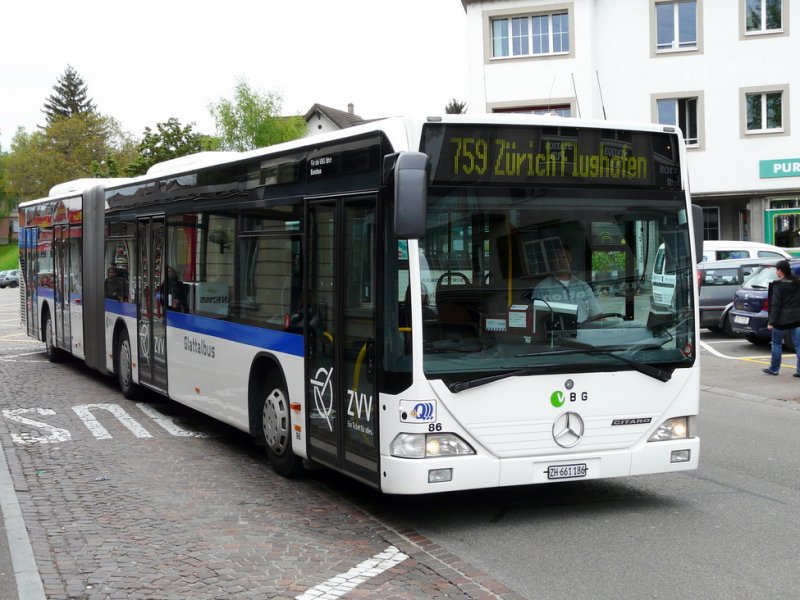 VBG - Mercedes Citaro Nr.86  ZH 661186 unterwegs auf der Linie 759 bei den Haltestellen vor dem Bahnhof Dbendorf am 06.05.2009