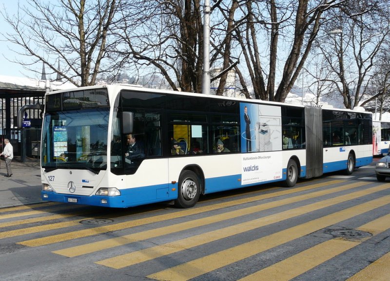 VBL - Mercedes Citaro Bus Nr.127  LU 15003 unterwegs auf der Linie 23 in Luzern am 15.02.2009