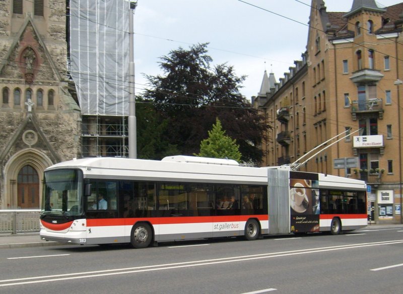 VBSG - Hess-Swisstrolleybus 183 auf der St. Leonhard-Brcke am 10.6.2009