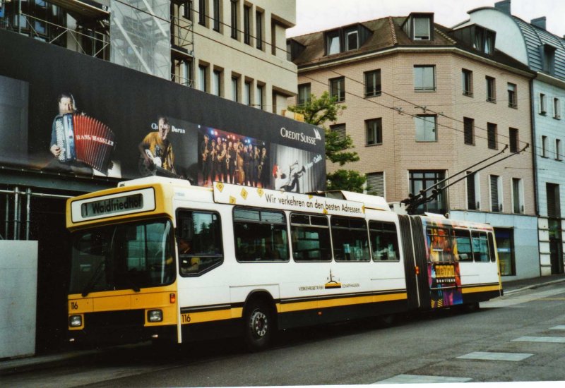 VBSH Schaffhausen Nr. 116 NAW/Hess Gelenktrolleybus am 6. Juni 2009 Schaffhausen, Bahnhof