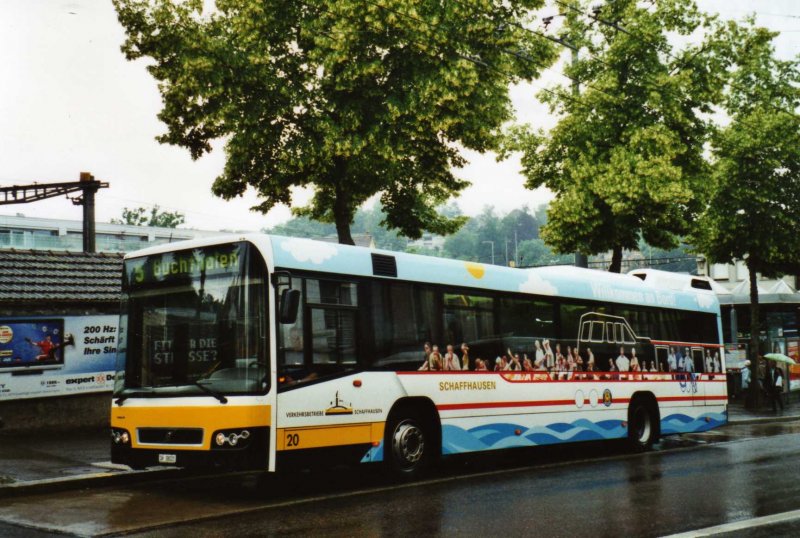 VBSH Schaffhausen Nr. 20/SH 38'020 Volvo am 6. Juni 2009 Schaffhausen, Bahnhof (mit Vollwerbung fr  Schaffhausen )