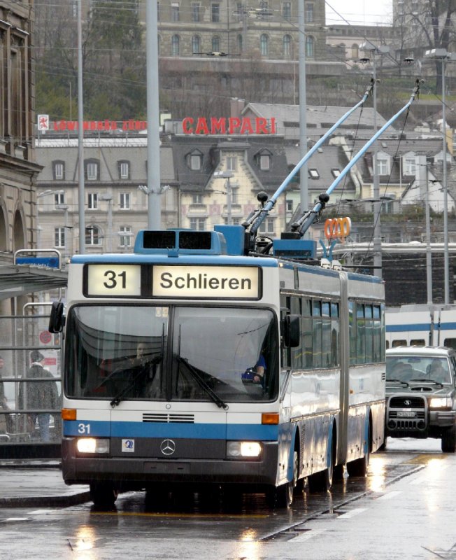 VBZ - Mercedes Trolleybus Nr.31 eingeteilt auf der Linie 31 Schlieren am 21.03.2008