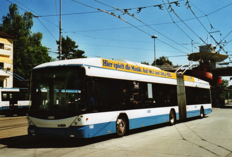 VBZ Zrich Nr. 149 Hess/Vossloh Gelenktrolleybus am 17. Juni 2009 Zrich, Bucheggplatz