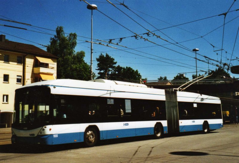 VBZ Zrich Nr. 155 Hess/Vossloh Gelenktrolleybus am 17. Juni 2009 Zrich, Bucheggplatz