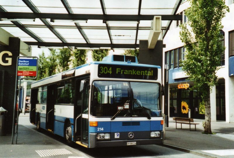 VBZ Zrich Nr. 214/ZH 588'214 Mercedes O 405N am 8. Juni 2009 Dietikon, Bahnhof