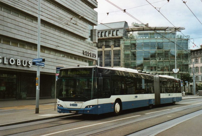 VBZ Zrich Nr. 555/ZH 730'555 Neoplan am 12. Juli 2009 Zrich, Lwenplatz