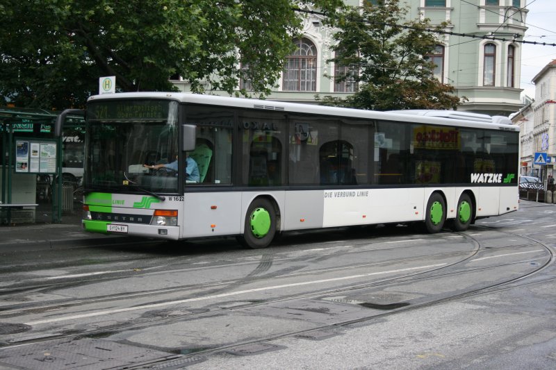 Verbundlinie/Watzke W1622 (G124BY, Setra 319NF) am 18.7.2008 in Graz, Jakominiplatz. 