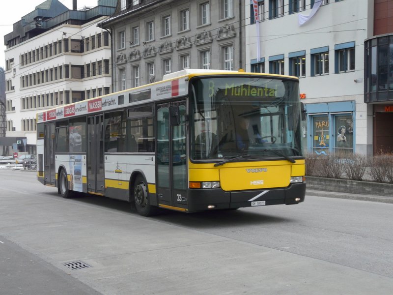 Verkehrsbetiebe Schaffhausen - Volvo-Hess Bus Nr.23  SH 38023 unterwegs auf der Linie 8 in Schaffhausen am 20.02.2009