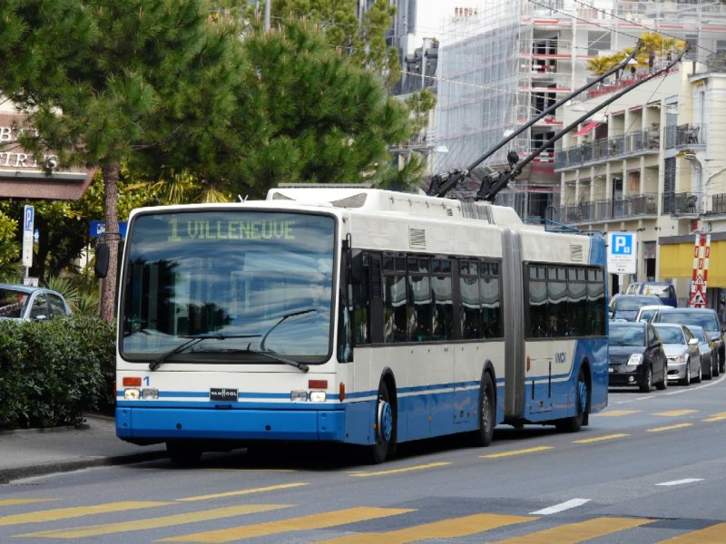 VMCV - VANHOOL Trolleybus Nr.1 unterwegs nach Villeneuve in Montreux am 05.04.2008