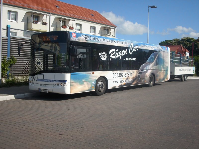 VOLVO-Linienbus mit Fahrradanhnger am Zentralen-Busbahnhof am 22.05.2008 in Bergen/Rgen.