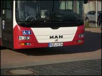 Front des MAN Lion's City LE � aus Deutschland im Stadthafen Sassnitz am 20.10.2012