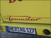 Mercedes Teamstar Logo von Graf's Reisen aus Deutschland im Stadthafen Sassnitz am 28.10.2012