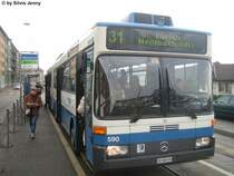 Mercedes O405G Nr. 590 bei der Hst. G�terbahnhof. Wieso ein Autobus am 24.4.08 den ganzen Tag auf dem 31er eingesetzt wurde weiss ich leider auch nicht.