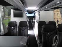 Mercedes Travego L Euro 6  vip-shuttle.com  von innen, unterwegs fr Golf Mercedes Trophy World Final 2013, Stuttgart 28.09.2013