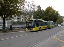 MAN Bus mit der Betriebsnummer 145 auf der Linie 1 kurz vor der Haltestelle Postbr�cke. Die Aufnahme stammt vom 09.10.2013.