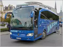 Mercedes Benz Travego eim verlassen des Busparkplatzes aufgenommen, Luxemburg 12.10.2013.