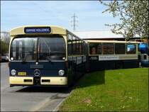 (BU 186) Dieser alte Mercedes Gelenkbus fuhr f�r die st�dtischen Verkehrbetriebe der Stadt Luxemburg. Bild aufgenommen in Luxemburg-Hollerich am 27.04.08.







